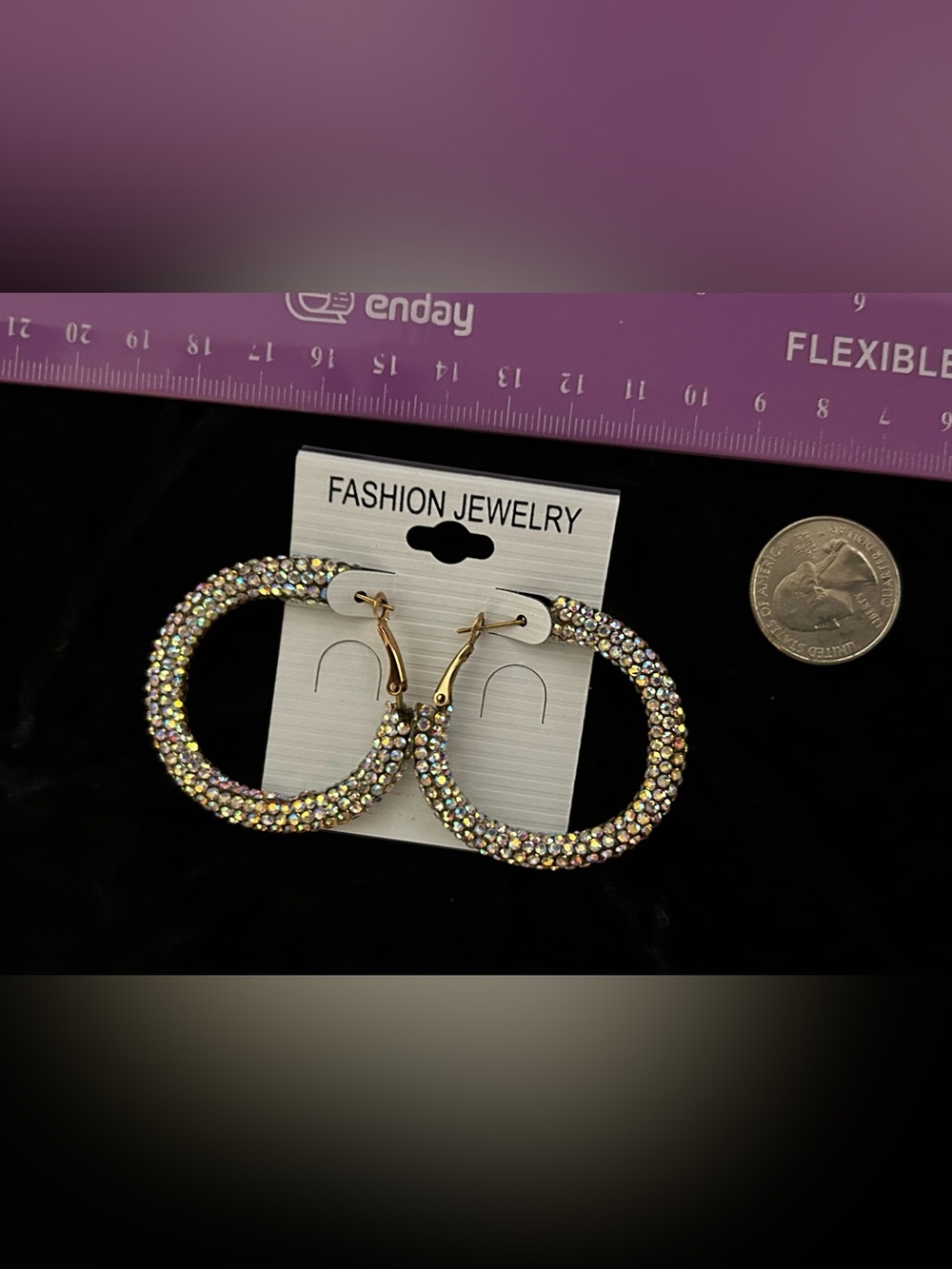 Fashion Jewelry Silver Crystal Hoop Earrings